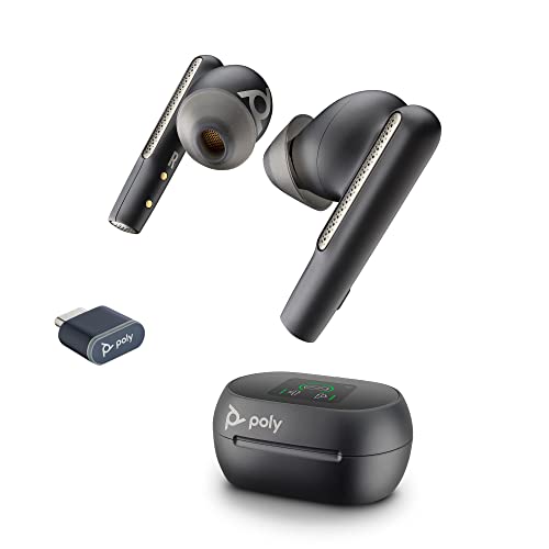 Poly Voyager Free 60+ UC schnurlose Ohrstöpsel (Plantronics) – Noise Cancelling-Mikrofone – ANC – Intelligente Ladetasche mit Touch-Steuerung – Kompatibel mit iPhone, Android, PC/Mac, Zoom und Teams Bild 1