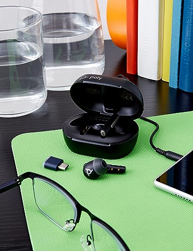 Poly Voyager Free 60+ UC schnurlose Ohrstöpsel (Plantronics) – Noise Cancelling-Mikrofone – ANC – Intelligente Ladetasche mit Touch-Steuerung – Kompatibel mit iPhone, Android, PC/Mac, Zoom und Teams Bild 2