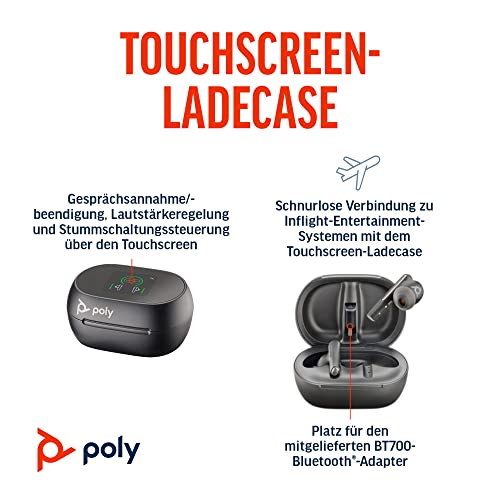 Poly Voyager Free 60+ UC schnurlose Ohrstöpsel (Plantronics) – Noise Cancelling-Mikrofone – ANC – Intelligente Ladetasche mit Touch-Steuerung – Kompatibel mit iPhone, Android, PC/Mac, Zoom und Teams Bild 3