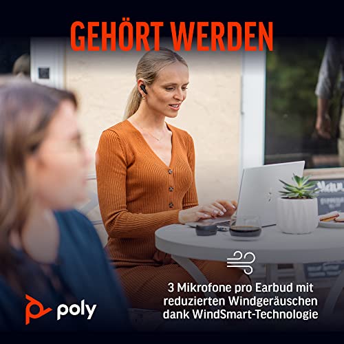 Poly Voyager Free 60+ UC schnurlose Ohrstöpsel (Plantronics) – Noise Cancelling-Mikrofone – ANC – Intelligente Ladetasche mit Touch-Steuerung – Kompatibel mit iPhone, Android, PC/Mac, Zoom und Teams Bild 4
