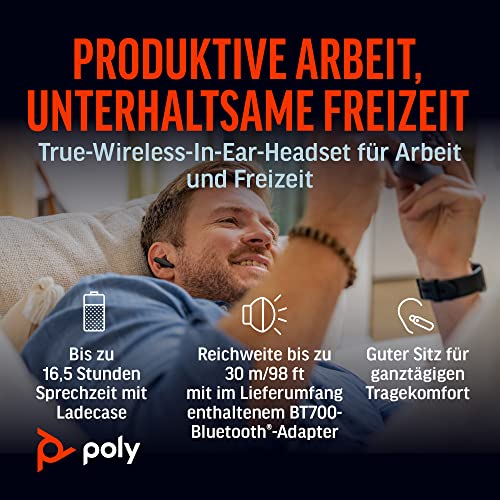 Poly Voyager Free 60+ UC schnurlose Ohrstöpsel (Plantronics) – Noise Cancelling-Mikrofone – ANC – Intelligente Ladetasche mit Touch-Steuerung – Kompatibel mit iPhone, Android, PC/Mac, Zoom und Teams Bild 5