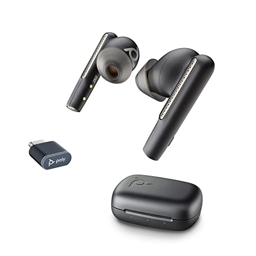 Poly Voyager Free 60 UC schnurlose Ohrstöpsel (Plantronics) – Noise Cancelling-Mikrofone – Active Noise Cancelling (ANC) – Tragbare Ladetasche – Kompatibel mit iPhone, Android, PC/Mac, Zoom und Teams Bild 1