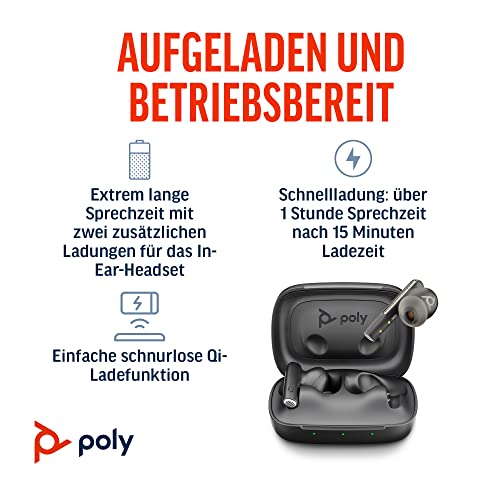 Poly Voyager Free 60 UC schnurlose Ohrstöpsel (Plantronics) – Noise Cancelling-Mikrofone – Active Noise Cancelling (ANC) – Tragbare Ladetasche – Kompatibel mit iPhone, Android, PC/Mac, Zoom und Teams Bild 2