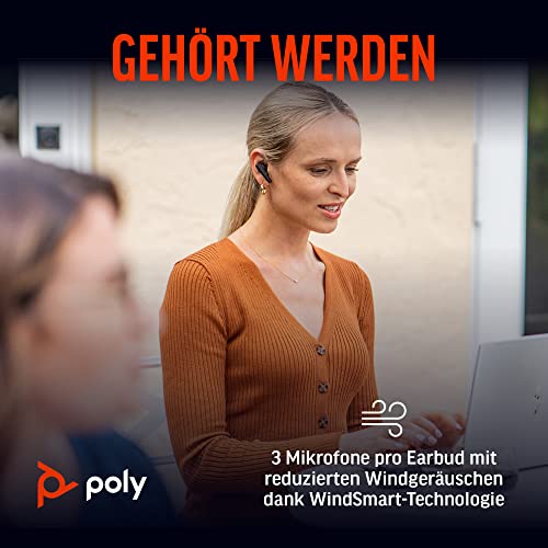 Poly Voyager Free 60 UC schnurlose Ohrstöpsel (Plantronics) – Noise Cancelling-Mikrofone – Active Noise Cancelling (ANC) – Tragbare Ladetasche – Kompatibel mit iPhone, Android, PC/Mac, Zoom und Teams Bild 3