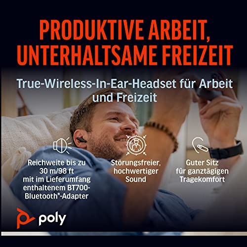 Poly Voyager Free 60 UC schnurlose Ohrstöpsel (Plantronics) – Noise Cancelling-Mikrofone – Active Noise Cancelling (ANC) – Tragbare Ladetasche – Kompatibel mit iPhone, Android, PC/Mac, Zoom und Teams Bild 4