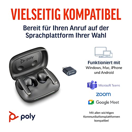 Poly Voyager Free 60 UC schnurlose Ohrstöpsel (Plantronics) – Noise Cancelling-Mikrofone – Active Noise Cancelling (ANC) – Tragbare Ladetasche – Kompatibel mit iPhone, Android, PC/Mac, Zoom und Teams Bild 6