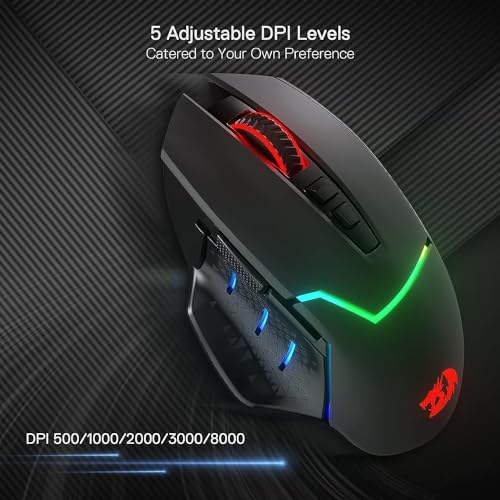 Redragon M690 PRO Kabellose Gaming-Maus, 8000 DPI kabelgebundene/kabellose Gaming-Maus mit Schnellfeuertaste, 8 Makro-Tasten, ergonomisches Design für PC/Mac/Laptop Bild 5