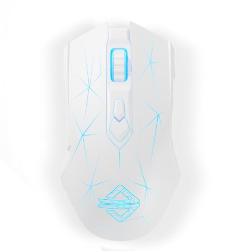 AJ52PRO Wireless Gaming Maus, 10K DPI Sensor, Tri Mode, kabellos - RF2.4G/BT5.0/USB Wired, Rainbow Beleuchtung, 8 Programmable Tasten, Ultraleicht Wiederaufladbare für PC/Mac-Weiß Bild 1