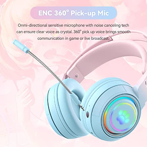 Kinder Bluetooth kopfhörer, Katzenohr Bluetooth Kopfhörer mit RGB Licht, Bluetooth 5.3 Stereo-Gaming-Headset, Over-Ear-Kopfhörer mit 50 mm Treiber für Kinder und Erwachsene Bild 5