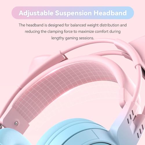 Kinder Bluetooth kopfhörer, Katzenohr Bluetooth Kopfhörer mit RGB Licht, Bluetooth 5.3 Stereo-Gaming-Headset, Over-Ear-Kopfhörer mit 50 mm Treiber für Kinder und Erwachsene Bild 7