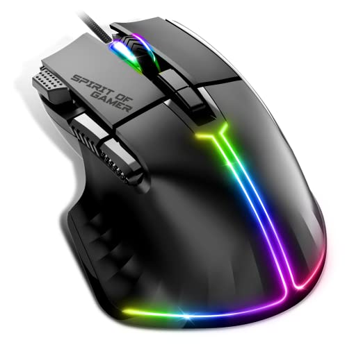 SPIRIT OF GAMER | Gaming Maus PC mit 12800 DPI | RGB Maus mit 8 Programmierbaren Tasten darunter 1 Rapid Fire | 13 Hintergrundbeleuchtungseffekte | Ergonomische Gaming Mouse mit Daumenauflage Bild 1