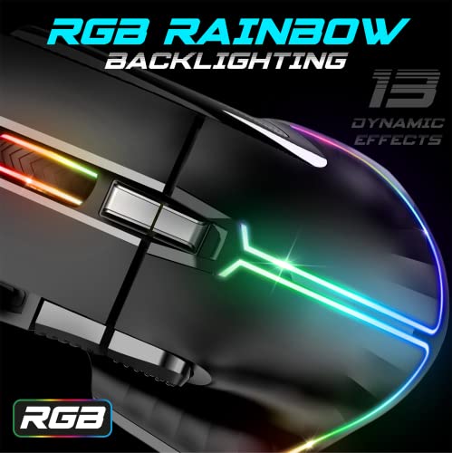 SPIRIT OF GAMER | Gaming Maus PC mit 12800 DPI | RGB Maus mit 8 Programmierbaren Tasten darunter 1 Rapid Fire | 13 Hintergrundbeleuchtungseffekte | Ergonomische Gaming Mouse mit Daumenauflage Bild 3