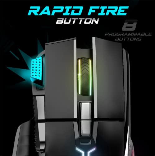 SPIRIT OF GAMER | Gaming Maus PC mit 12800 DPI | RGB Maus mit 8 Programmierbaren Tasten darunter 1 Rapid Fire | 13 Hintergrundbeleuchtungseffekte | Ergonomische Gaming Mouse mit Daumenauflage Bild 4