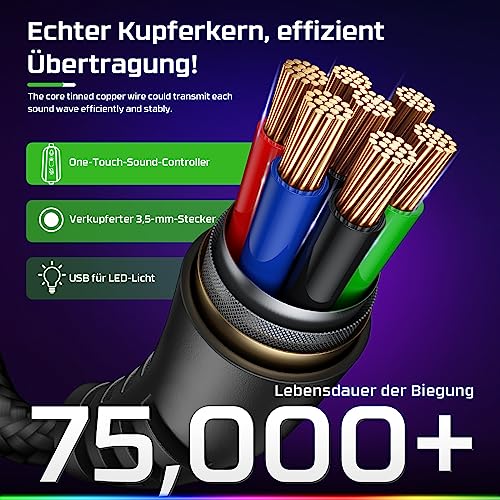 Fachixy FC200 Gaming Headset für PS4, PS5, PC, Xbox, Nintendo Switch, Gaming Headset mit Kabel und RGB Licht, Stereo Surround Kopfhörer mit Mikrofon, Noise Cancelling Headphones - BLAU Bild 4