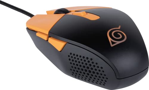 Konix Naruto Shippuden Gaming-Maus für PC - 3 DPI-Stufen - LED-Hintergrundbeleuchtung - 1,8 m Kabel - Konoha-Motiv - Schwarz und Orange Bild 2