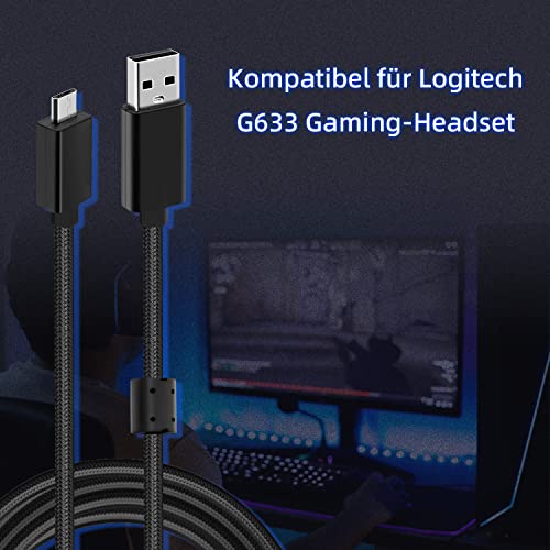 Mcbazel Logitech G633/G633s Headset Ersatz Micro-USB Audiokabel Micro-USB zu USB Ladekabel Unterstützung G533/G635/G933/G933S/G935 Gaming Headset/PS4 Controller, 2M Bild 2