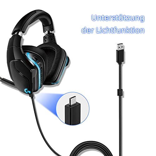 Mcbazel Logitech G633/G633s Headset Ersatz Micro-USB Audiokabel Micro-USB zu USB Ladekabel Unterstützung G533/G635/G933/G933S/G935 Gaming Headset/PS4 Controller, 2M Bild 3