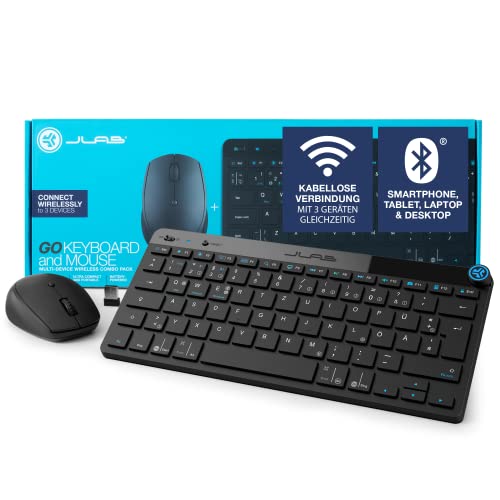 JLab Go Bundle Tastatur Maus Set Kabellos - Bluetooth Maus und Tastatur Klein mit 2,4 GHz Funk, Multi-Device Funktastatur mit Maus, Wireless Keyboard & Mouse für Mac/PC/Tablet/iPad/Laptop/Android Bild 1
