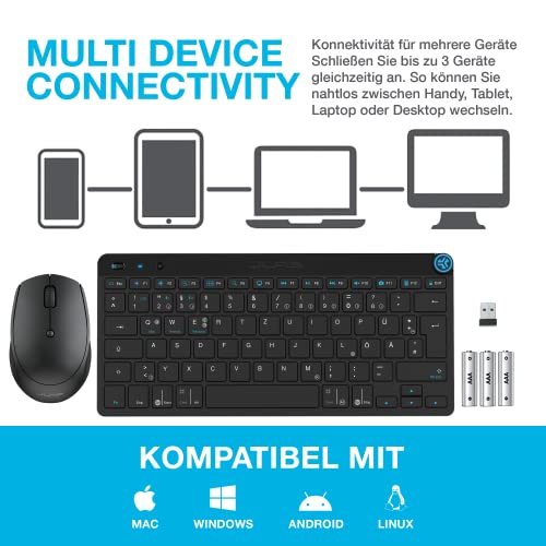 JLab Go Bundle Tastatur Maus Set Kabellos - Bluetooth Maus und Tastatur Klein mit 2,4 GHz Funk, Multi-Device Funktastatur mit Maus, Wireless Keyboard & Mouse für Mac/PC/Tablet/iPad/Laptop/Android Bild 2