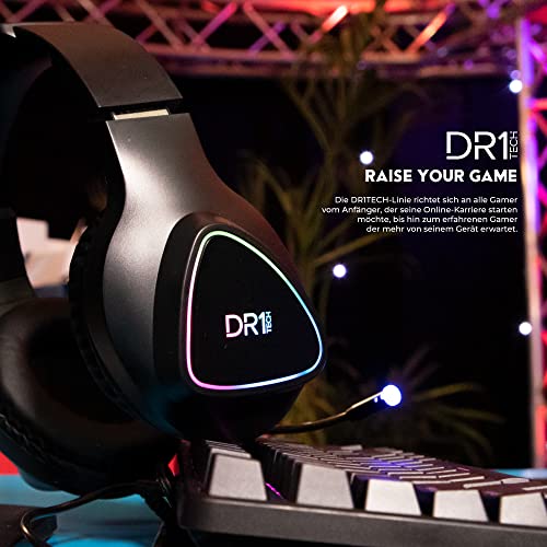 DR1TECH GrayEagle+ Professional Gaming LED RGB Kopfhörer Für PC Mit USB Kabel Und Mikrofon - 7.1 Surround Sound New GEN - 50mm Over Ear Kopfhörer Treiber (Full Immersion) Bild 7