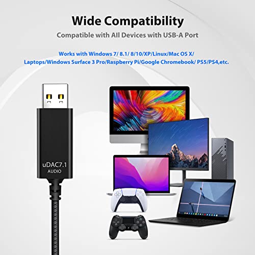 PC-Headset mit Mikrofonen, Geräuschunterdrückung USB-Headset für Notebook, Gaming Kopfhörer USB A mit Audio-Steuerung, Stummschaltung, Headset für leichte Spiele für Büro Live-Übertragung PS 4 PS 5 Bild 7
