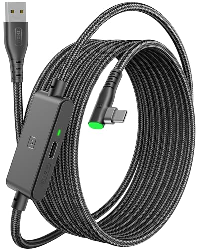 INIU Link Kabel mit Ladeanschluss [5m], Kompatibel mit Oculus Meta Quest 3/Quest 2/1/Quest Pro und Pico 4/PC Steam VR Zubehör, High Speed 2.5Gbs USB C Datenkabel PC zu PC für VR Headset Accessories. Bild 1