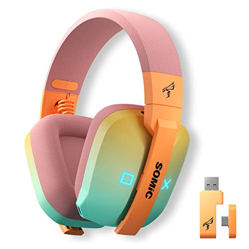 Somic G810 Kabellose Kopfhörer 2.4G Low Latency Headset für PC PS4 PS5 Laptop, Kabellose Bluetooth 5.2 Kopfhörer mit integriertem Mikrofon, RGB-Licht (Xbox funktioniert nur im kabelgebundenen Modus) Bild 1