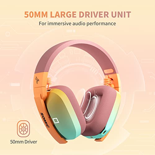 Somic G810 Kabellose Kopfhörer 2.4G Low Latency Headset für PC PS4 PS5 Laptop, Kabellose Bluetooth 5.2 Kopfhörer mit integriertem Mikrofon, RGB-Licht (Xbox funktioniert nur im kabelgebundenen Modus) Bild 3