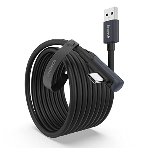 Syntech Link Kabel 5M, Kompatibel mit Oculus Meta Quest 3/3S, Quest2/1/Pro und Pico 4, PC Steam VR Zubehör, High Speed Datenübertragung, USB 3.0 zu USB C Kabel für VR und Gaming PC, Schwarz Bild 1