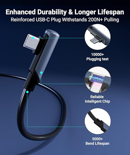 Syntech Link Kabel 5M, Kompatibel mit Oculus Meta Quest 3/3S, Quest2/1/Pro und Pico 4, PC Steam VR Zubehör, High Speed Datenübertragung, USB 3.0 zu USB C Kabel für VR und Gaming PC, Schwarz Bild 4