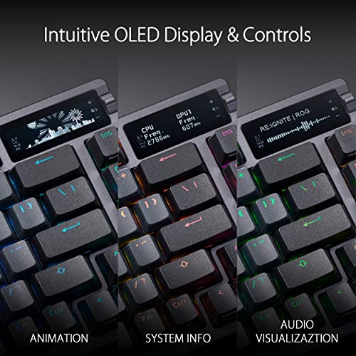 ASUS ROG Azoth tastiera Gaming USB + RF Wireless + Bluetooth QWERTY Inglese US Nero (Asus ROG AZOTH Compact 75% Mechanical RGB Gaming Keyboard, Wireless/Btooth/USB, Hot-Swap ROG NX Red Switches, OLED Bild 2