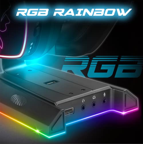 Spirit Of Gamer RGB-Gaming-Kopfhörerständer, virtueller 7.1-Sound, rutschfester und heller Ständer, 2 USB-Anschlüsse im Lieferumfang enthalten, LED-Hintergrundbeleuchtung, Schreibtisch-Headset-Ständer Bild 3