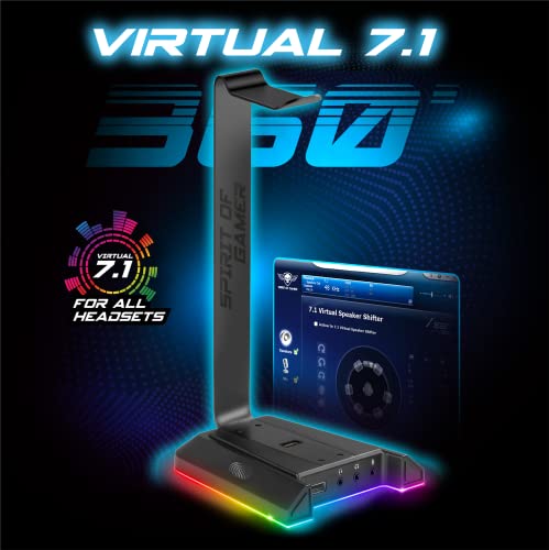 Spirit Of Gamer RGB-Gaming-Kopfhörerständer, virtueller 7.1-Sound, rutschfester und heller Ständer, 2 USB-Anschlüsse im Lieferumfang enthalten, LED-Hintergrundbeleuchtung, Schreibtisch-Headset-Ständer Bild 5