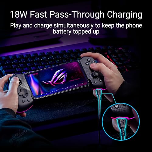 ASUS ROG Tessen Mobile Gaming Controller (Smartphone Controller, Aura RGB Beleuchtung, 18W Passthrough-Schnellladung, Latenzfrei mit 500 Hz über USB Typ C, anpassbare Tastenbelegung) Bild 6