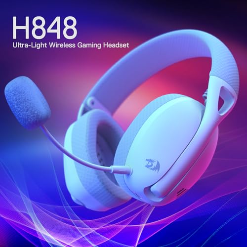 Redragon H848 BT Drahtloses Gaming-Headset – Leichtgewichtig – 7.1 Surround Sound – 40 mm-Treiber – Abnehmbares Mikrofon – Multiplattformen für PC, PS5/4/3, Switch, Handy Bild 2