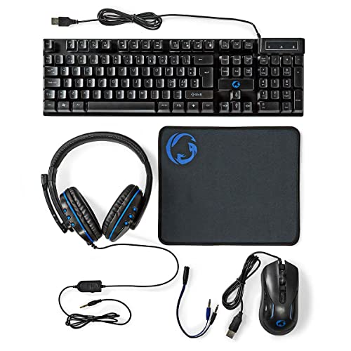 NEDIS Gaming Combo Kit - 5-in-1 - Tastatur, Headset, Maus und Mauspad - Schwarz - QWERTY - ND-Layout Bild 3