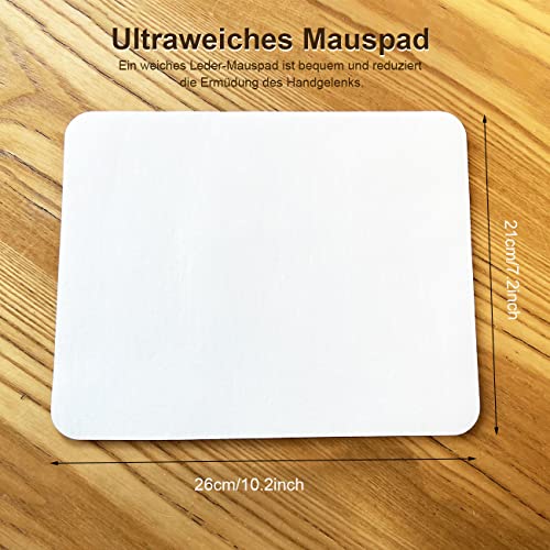 Weißes Leder-Mauspad mit wasserfesten Eigenschaften, Litchi-Texturoberfläche, Rutschfester Unterseite, weicher und bequemer Haptik, für Büro und Gaming,10 * 8 Zoll Bild 2