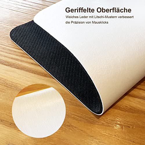 Weißes Leder-Mauspad mit wasserfesten Eigenschaften, Litchi-Texturoberfläche, Rutschfester Unterseite, weicher und bequemer Haptik, für Büro und Gaming,10 * 8 Zoll Bild 3