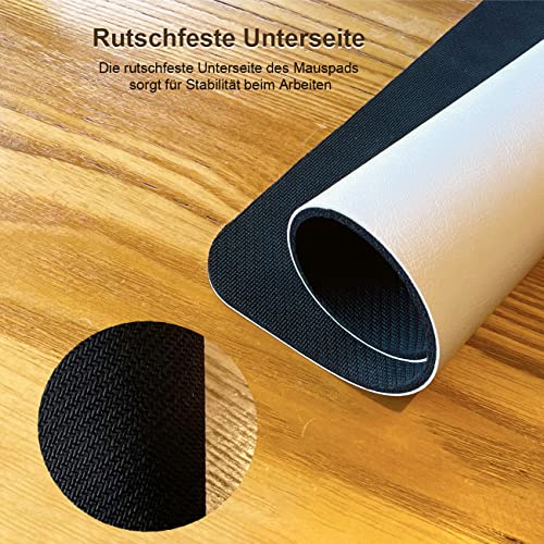 Weißes Leder-Mauspad mit wasserfesten Eigenschaften, Litchi-Texturoberfläche, Rutschfester Unterseite, weicher und bequemer Haptik, für Büro und Gaming,10 * 8 Zoll Bild 4
