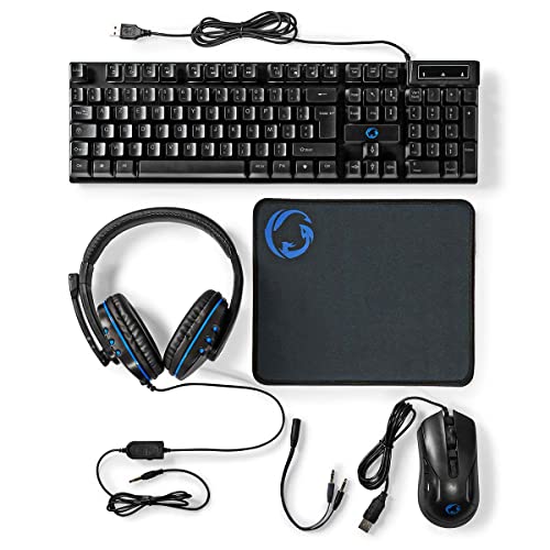 NEDIS Gaming Combo Kit - 5-in-1 - Tastatur, Headset, Maus und Mauspad - Schwarz - AZERTY - FR-Layout Bild 2