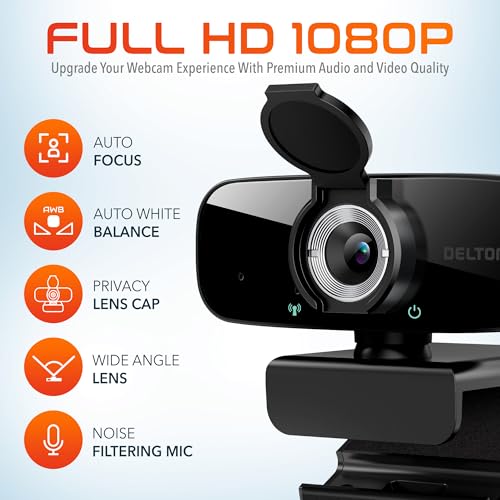 Delton Kabelloses Headset mit 1080p Webcam, Einohr-Bluetooth-Computer-Headset mit Ladehülle, Mikrofon mit Geräuschunterdrückung, USB-Dongle für PC/Laptop/Smartphone, kompatibel mit allen Meeting-Apps Bild 3