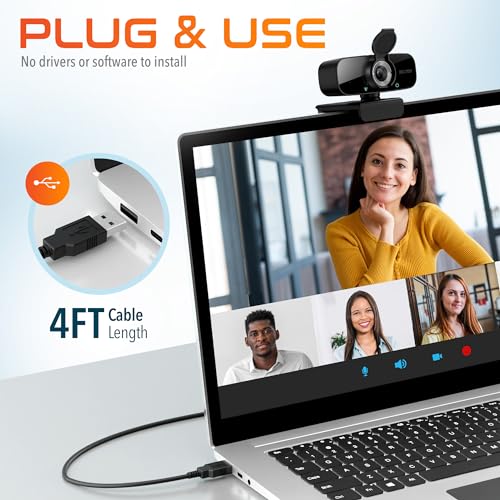Delton Kabelloses Headset mit 1080p Webcam, Einohr-Bluetooth-Computer-Headset mit Ladehülle, Mikrofon mit Geräuschunterdrückung, USB-Dongle für PC/Laptop/Smartphone, kompatibel mit allen Meeting-Apps Bild 7