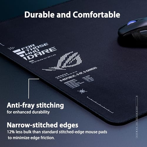 ASUS ROG Sheath II XXL Gaming-Mauspad (900 x 400 mm großes Mousepad, kühlendes Gewebe, optimierte Oberfläche für Esport und Gaming, ausfransungssichere, flach genähte Kanten, Schwarz) Bild 3