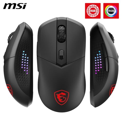 MSI Versa 300 Elite Wireless Gaming-Maus – 26.000 DPI-Optosensor, 1000 Hz Polling-Rate, symmetrisch, 60 Mio. klick-OMRON-Schalter, 200-Stunden-Batterie, 1 ms Latenz, RGB, 65 g – verkabelt/kabellos Bild 3