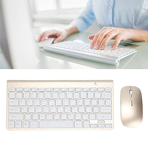 Gewicht Licht Tastatur Maus Combo, 78 Tasten Drahtlose Ergonomische Tastatur und Maus Set, Ultras LIM Wear Proof Tastatur für Notebook Computer (Gold) Bild 2