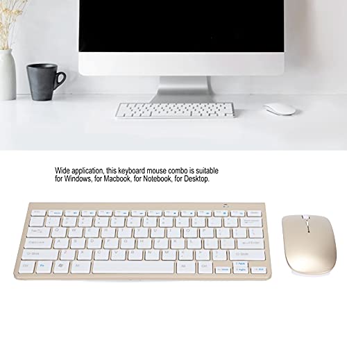 Gewicht Licht Tastatur Maus Combo, 78 Tasten Drahtlose Ergonomische Tastatur und Maus Set, Ultras LIM Wear Proof Tastatur für Notebook Computer (Gold) Bild 6