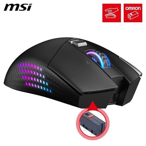 MSI Versa PRO Wireless + Mouse Dock PRO Gaming-Maus – Ladestation, 26000 DPI optischer Sensor, für Rechtshänder, 70 Millionen Klicks, 80 Stunden Akkulaufzeit, 97 g – kabelgebunden/kabellos Bild 2