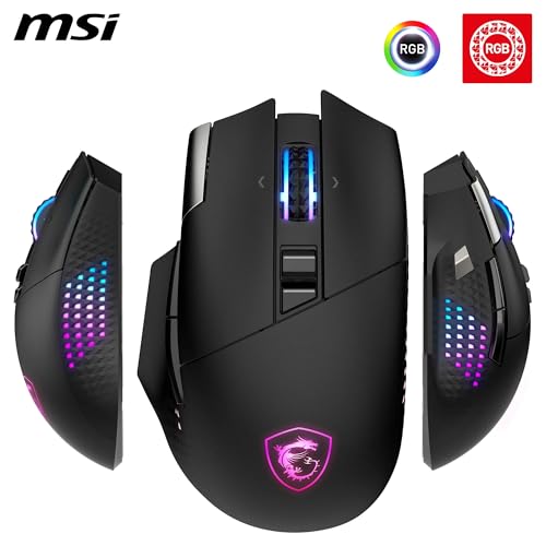 MSI Versa PRO Wireless + Mouse Dock PRO Gaming-Maus – Ladestation, 26000 DPI optischer Sensor, für Rechtshänder, 70 Millionen Klicks, 80 Stunden Akkulaufzeit, 97 g – kabelgebunden/kabellos Bild 5