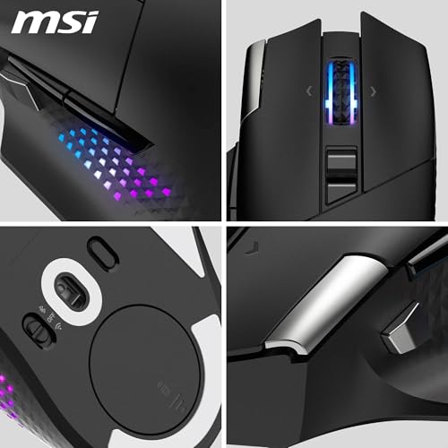 MSI Versa PRO Wireless + Mouse Dock PRO Gaming-Maus – Ladestation, 26000 DPI optischer Sensor, für Rechtshänder, 70 Millionen Klicks, 80 Stunden Akkulaufzeit, 97 g – kabelgebunden/kabellos Bild 6