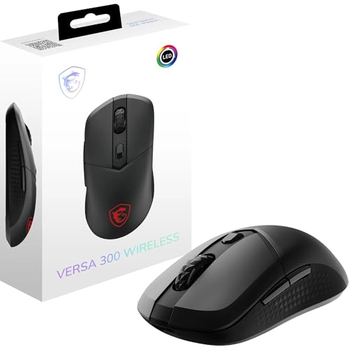 MSI Versa 300 Wireless Gaming-Maus – 8000 DPI optischer Sensor, 1000 Hz Polling-Rate, symmetrisch, 30M+ Klicks, 6 Tasten, 50-Stunden-Batterie, 1 ms Latenz, 60 g – Kabelgebunden/kabellos Bild 1